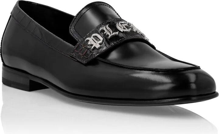 Croco Printed Leather Loafers