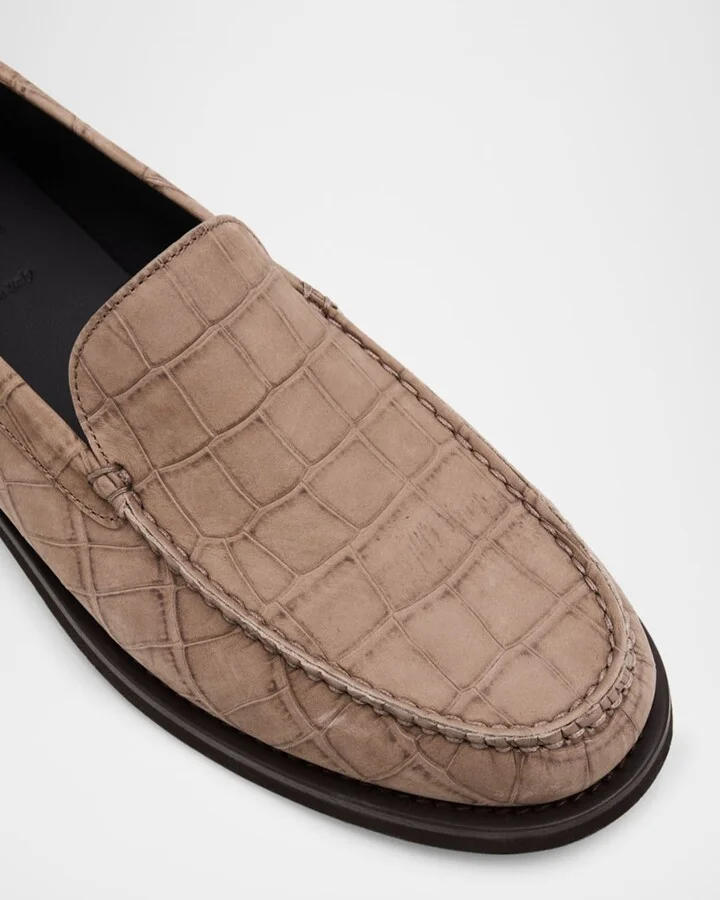 Croco Suede Monili Easy Loafers - Image 4