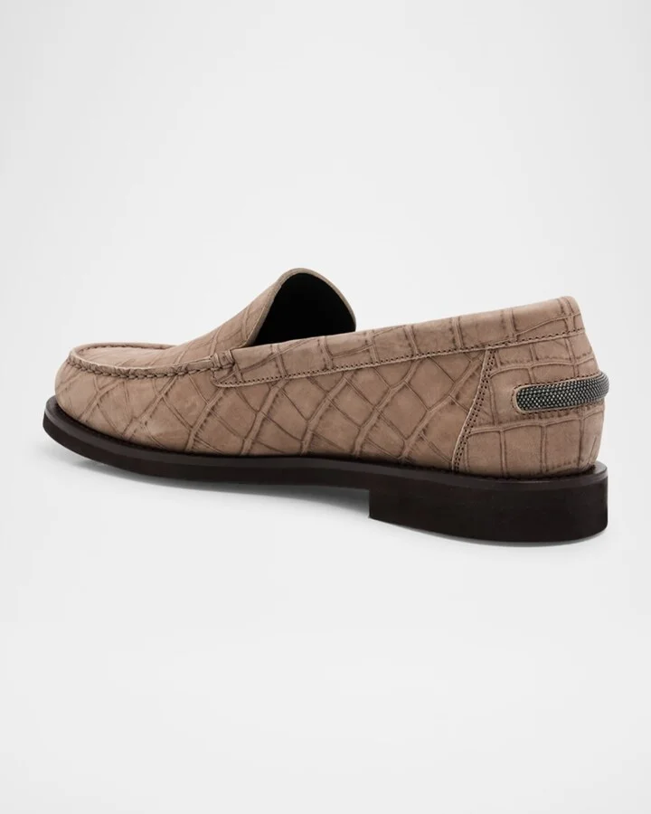 Croco Suede Monili Easy Loafers - Image 5