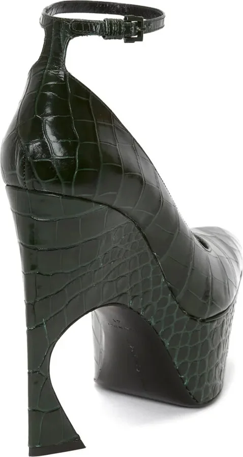 Crocodile-Effect 100mm Leather Pumps - Image 3