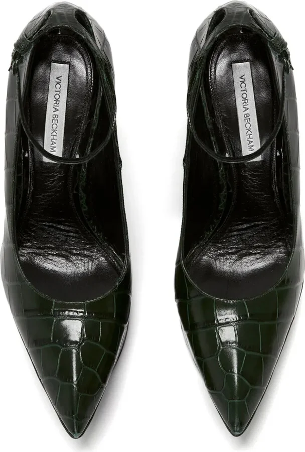 Crocodile-Effect 100mm Leather Pumps - Image 4