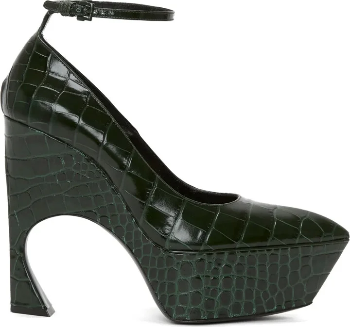 Crocodile-Effect 100mm Leather Pumps