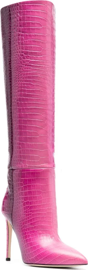 Crocodile-Effect 105mm Leather Boots - Image 2
