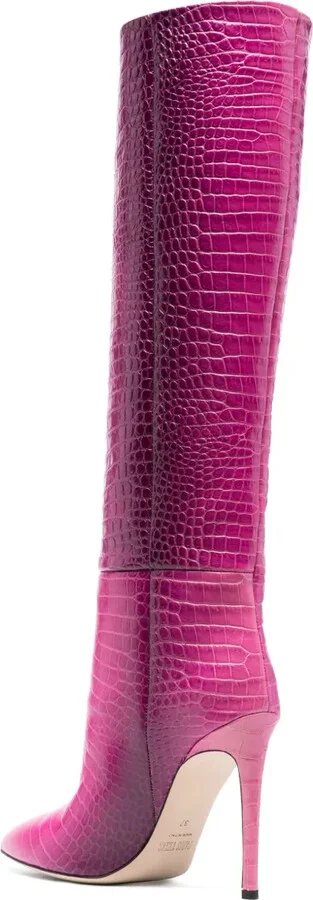 Crocodile-Effect 105mm Leather Boots - Image 3