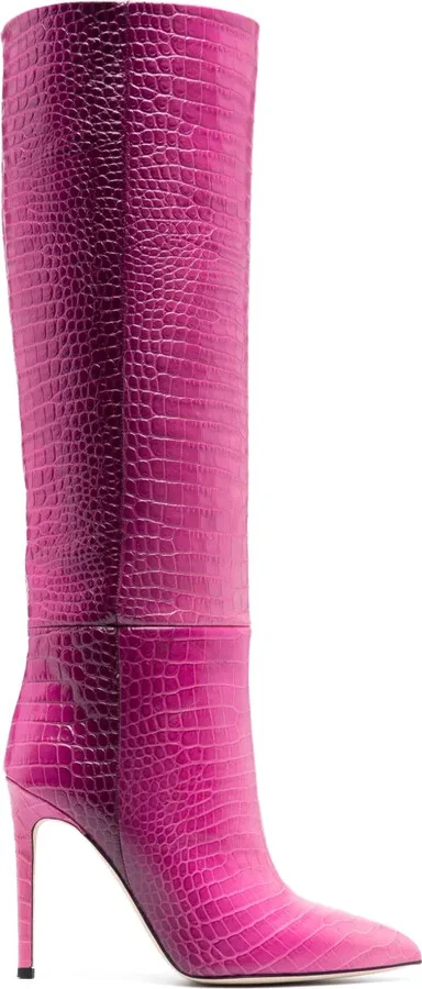 Crocodile-Effect 105mm Leather Boots