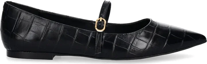 Crocodile-Effect Ballet Flats