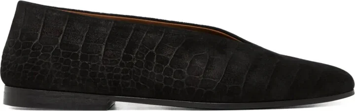 Crocodile-Effect Ballet Flats