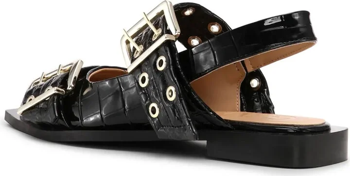 Crocodile-Effect Bucked Ballerina Shoes - Image 3