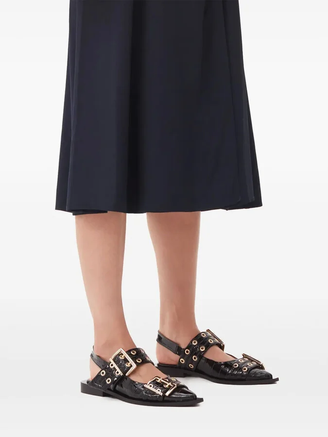 Crocodile-Effect Bucked Ballerina Shoes - Image 4