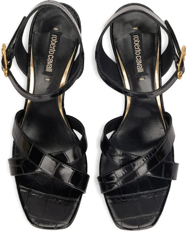 Crocodile-Effect Cross-Strap Sandals - Image 3
