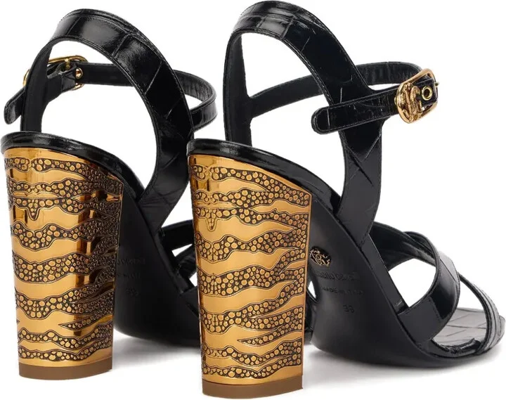 Crocodile-Effect Cross-Strap Sandals - Image 4