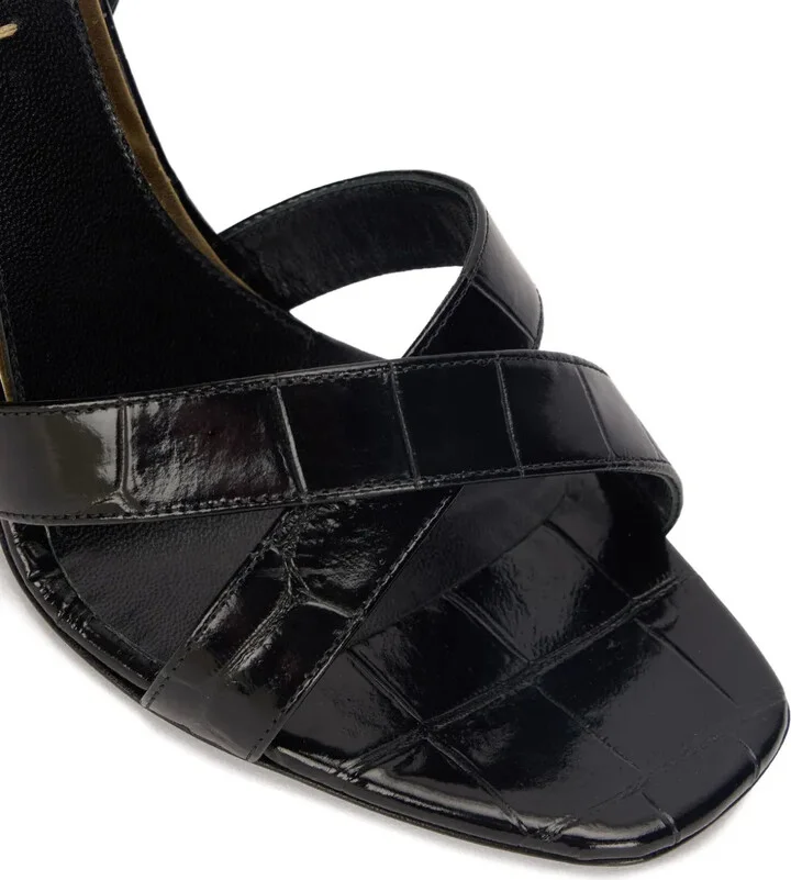 Crocodile-Effect Cross-Strap Sandals - Image 5