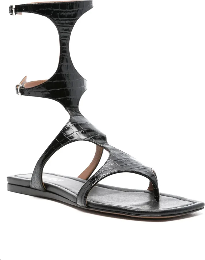 Crocodile-Effect Flat Sandals - Image 2