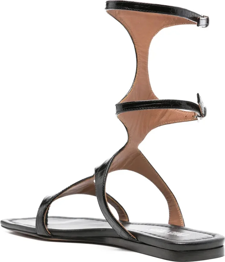 Crocodile-Effect Flat Sandals - Image 3