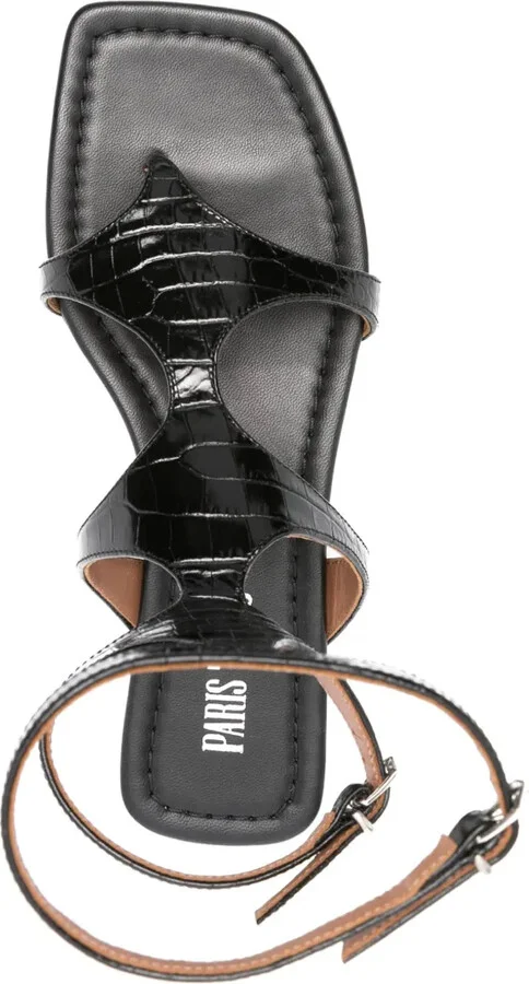 Crocodile-Effect Flat Sandals - Image 4