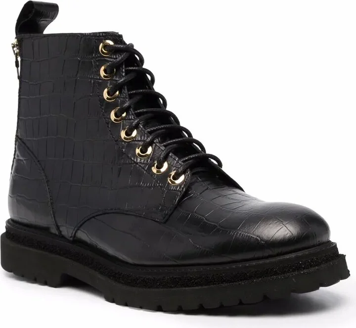 Crocodile Effect Lace-Up Boots - Image 2
