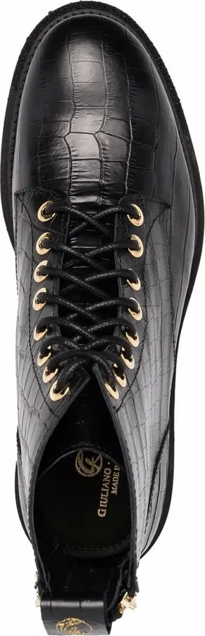 Crocodile Effect Lace-Up Boots - Image 4