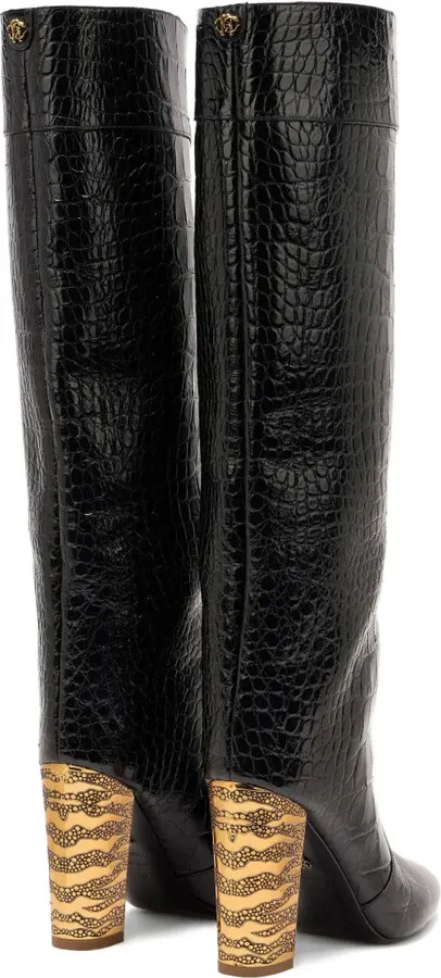 Crocodile-Effect Leather Boots - Image 3