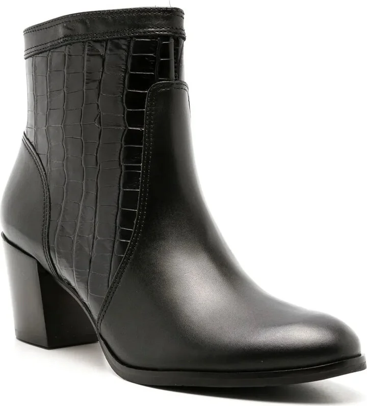 Crocodile-Effect Leather Boots - Image 2