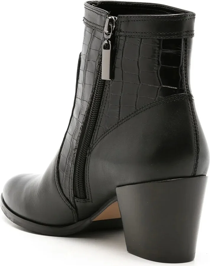 Crocodile-Effect Leather Boots - Image 3