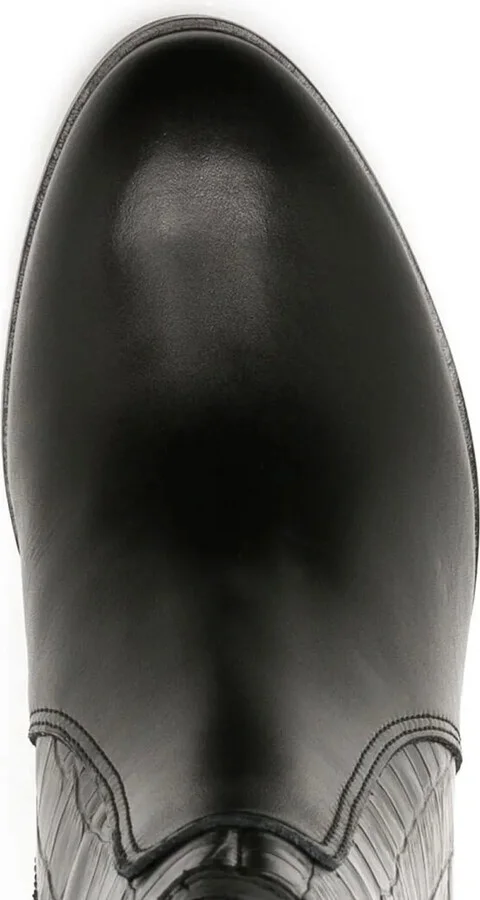 Crocodile-Effect Leather Boots - Image 4