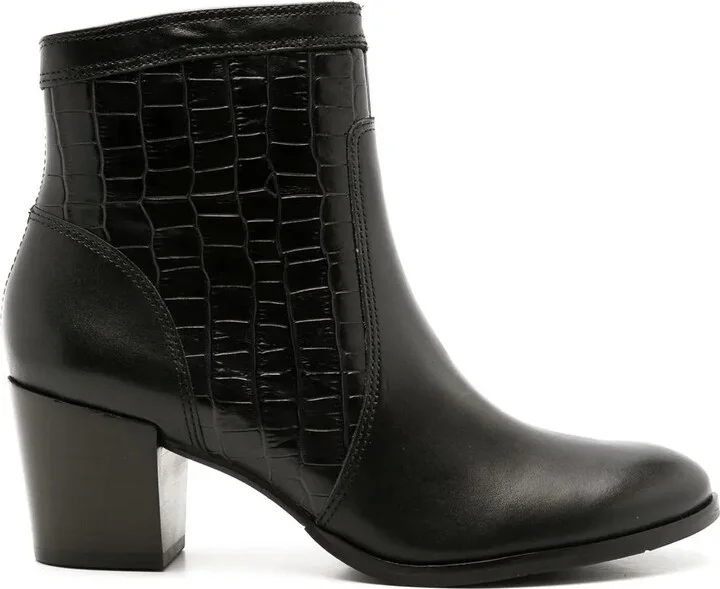 Crocodile-Effect Leather Boots