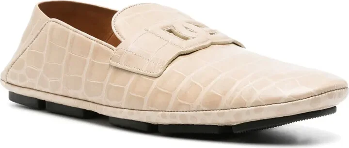 Crocodile-Effect Leather Loafers - Image 2