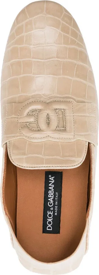 Crocodile-Effect Leather Loafers - Image 4