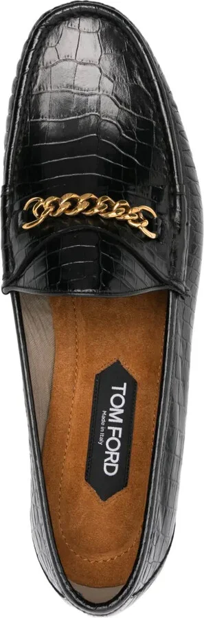 Crocodile-Effect Leather Loafers - Image 4