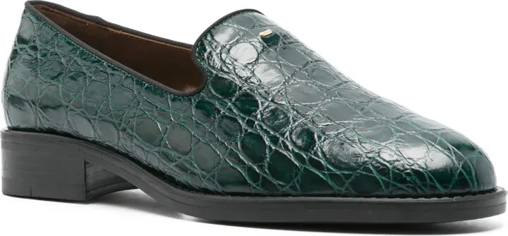 Crocodile-Effect Leather Loafers - Image 2