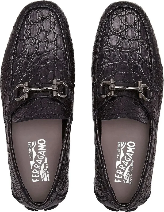 Crocodile-Effect Leather Loafers - Image 4