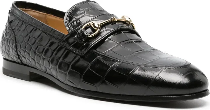 Crocodile-Effect Leather Loafers - Image 2