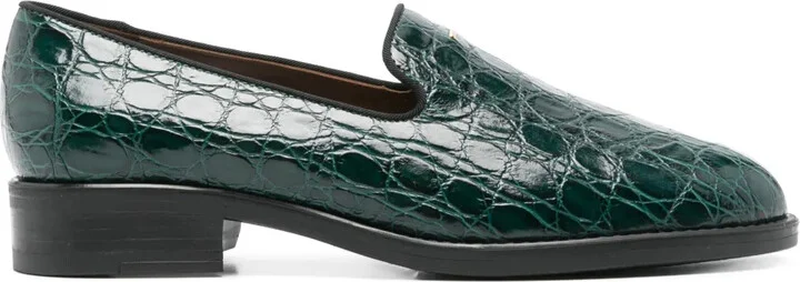 Crocodile-Effect Leather Loafers