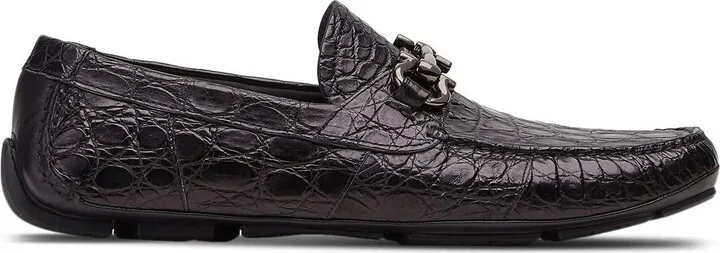 Crocodile-Effect Leather Loafers