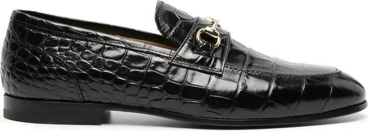 Crocodile-Effect Leather Loafers