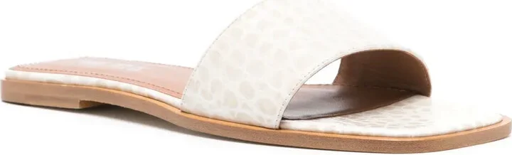 Crocodile-Effect Leather Sandals - Image 2
