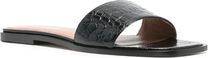 Crocodile-Effect Leather Sandals - Image 2