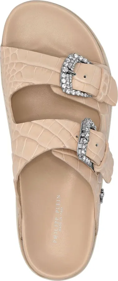 Crocodile-Effect Leather Sandals - Image 3