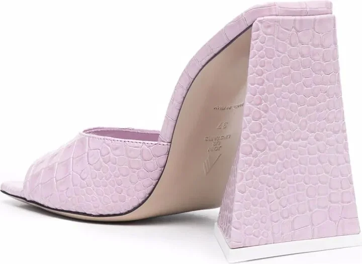 Crocodile-Effect Leather Sandals - Image 3