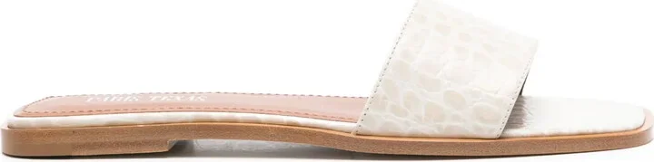 Crocodile-Effect Leather Sandals