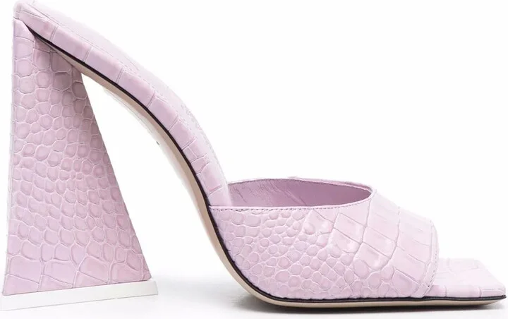 Crocodile-Effect Leather Sandals