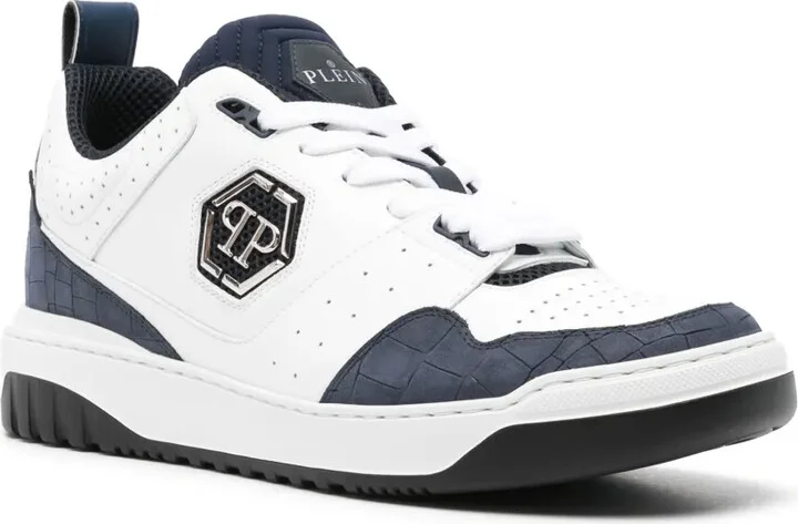 Crocodile-Effect Leather Sneakers - Image 2