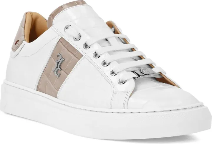 Crocodile-Effect Leather Sneakers - Image 2