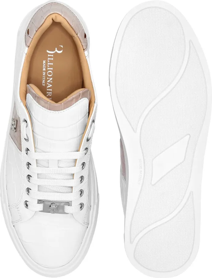 Crocodile-Effect Leather Sneakers - Image 3
