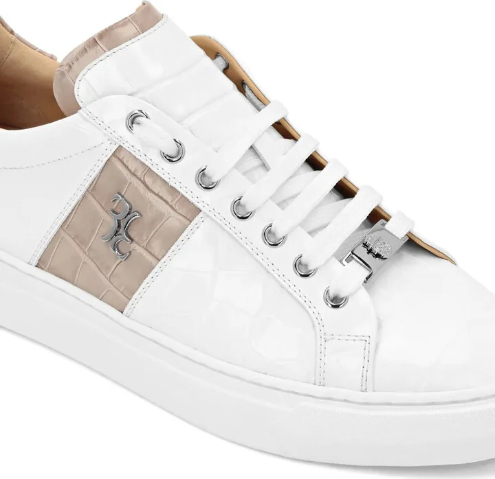 Crocodile-Effect Leather Sneakers - Image 4