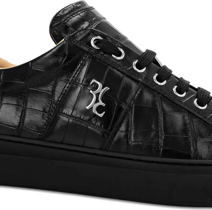 Crocodile-Effect Leather Sneakers - Image 4