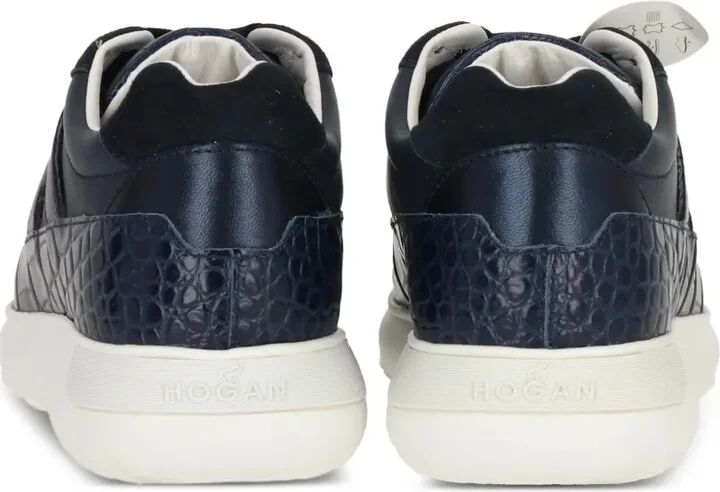 Crocodile-Effect Leather Sneakers - Image 3
