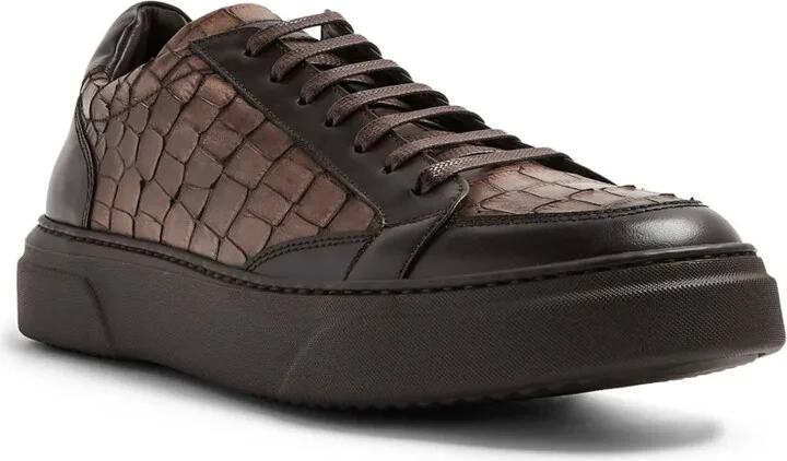Crocodile-Effect Leather Sneakers - Image 2