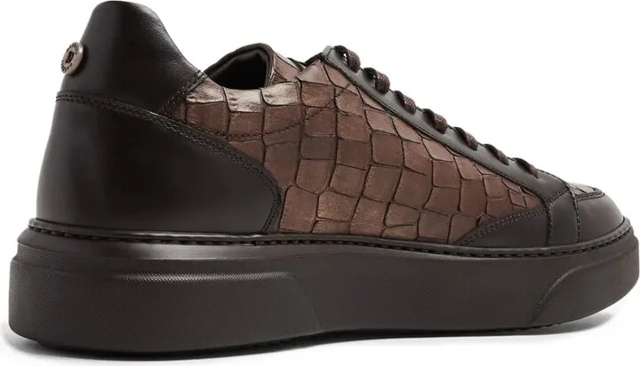 Crocodile-Effect Leather Sneakers - Image 3