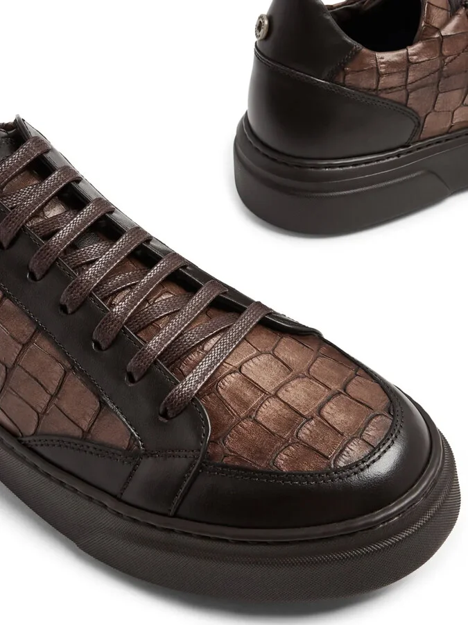 Crocodile-Effect Leather Sneakers - Image 4